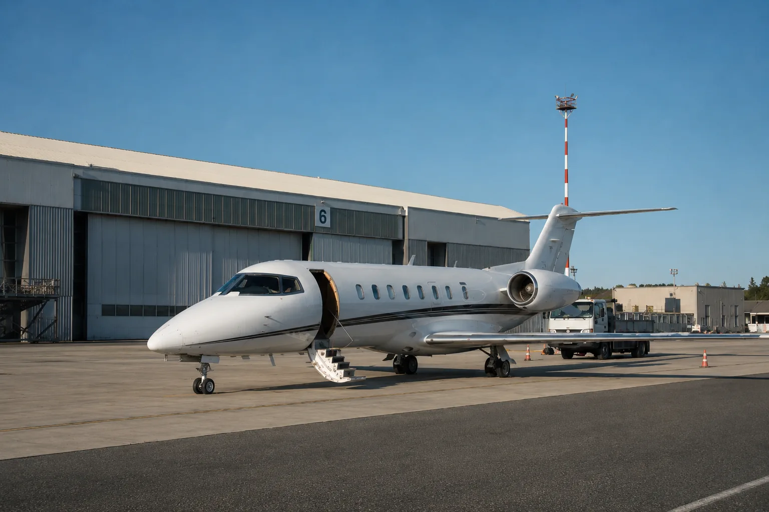 Cabina de un jet ejecutivo bañada por luz natural
